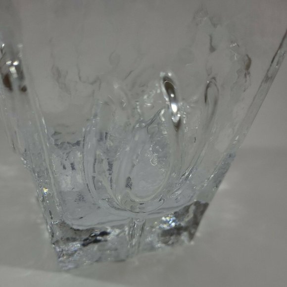 Sea Glasbruk of Sweden Hand Made 9" Clear Tulip 3x3 Square Tall Vase Glass Vtg - Picture 7 of 8